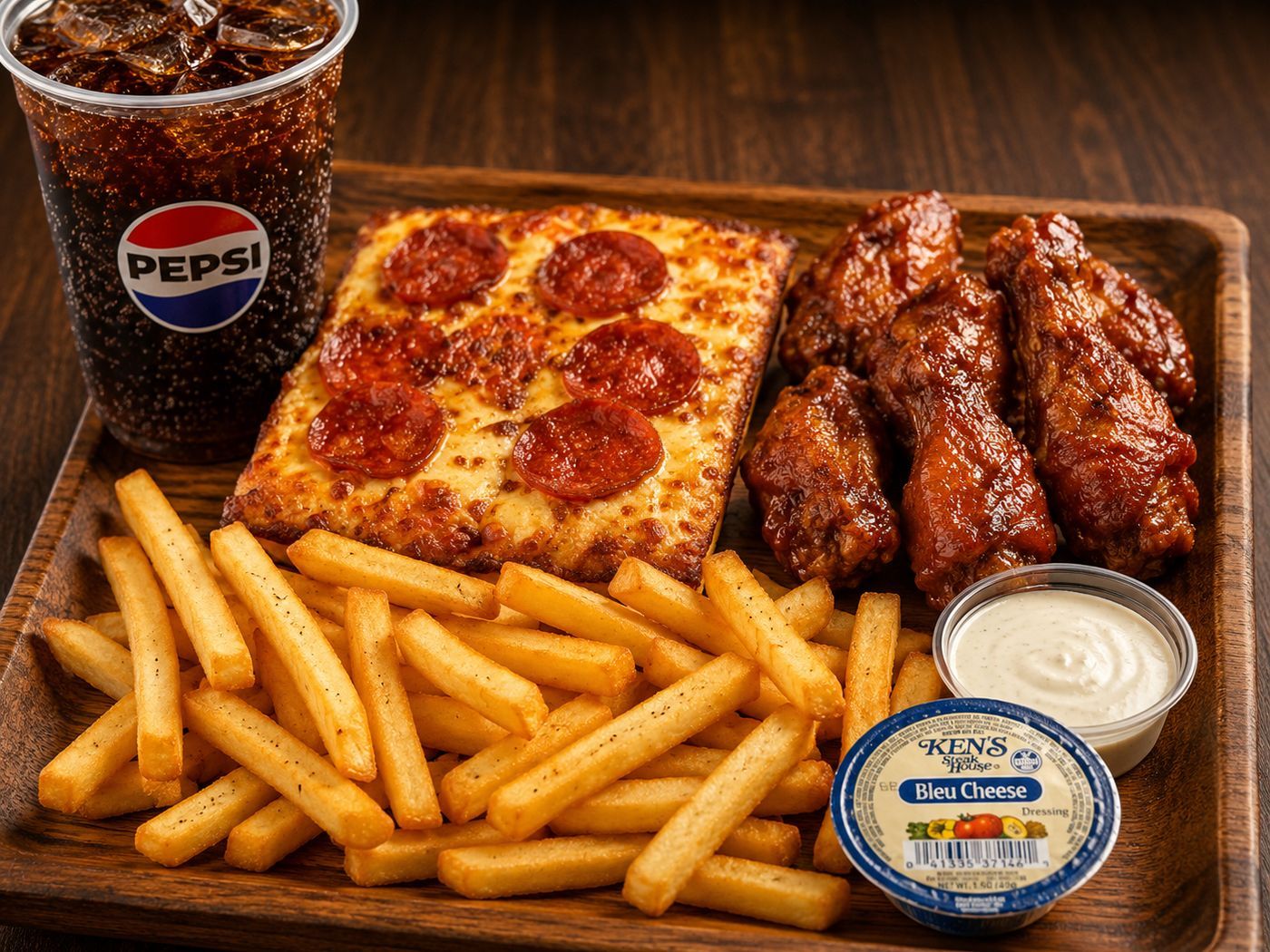 Pizza N  4 Wings Party Box For 1