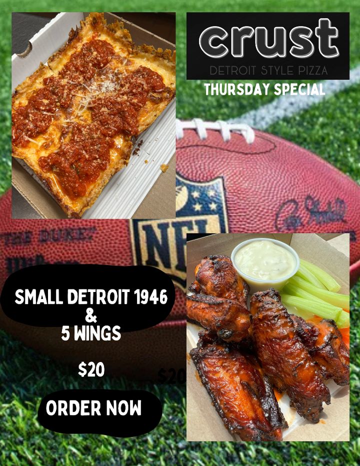 SMALL Detroit Pizza & 5 Wing Special