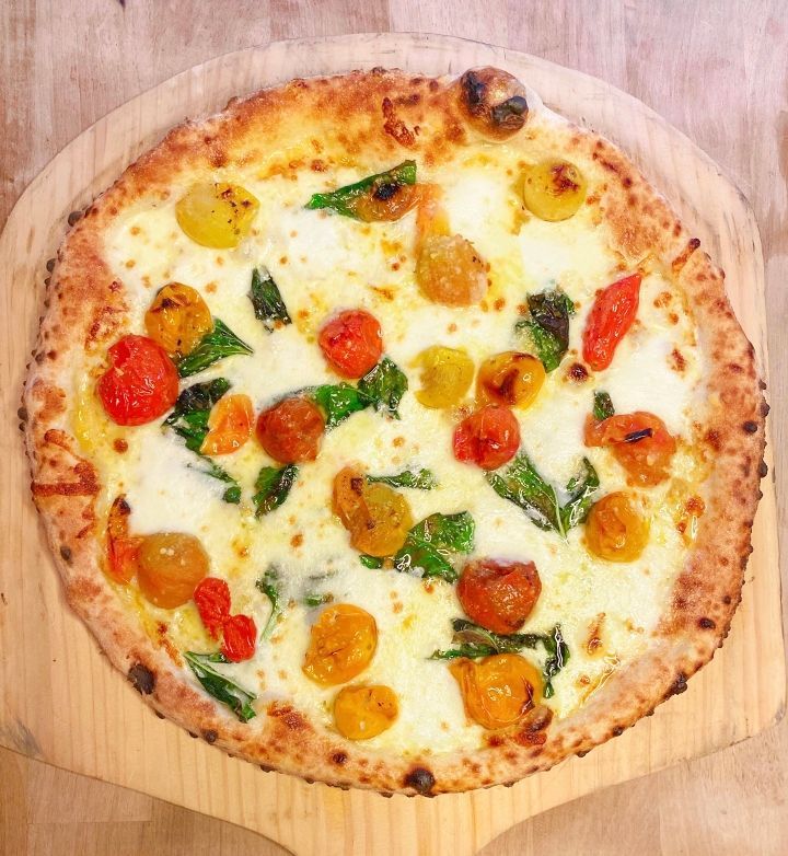 Local Burrata, Cherry Tomato, & Basil Pizza