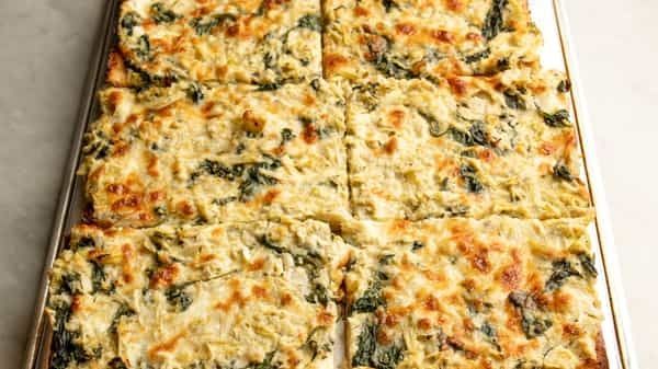Spinach Artichoke Cauliflower Pizza